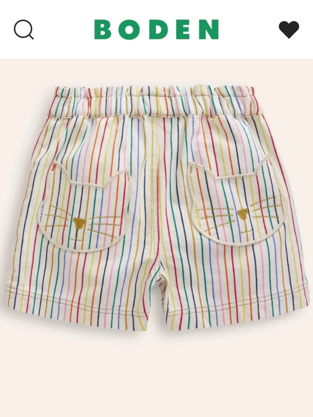 Mini Boden Rainbow Stripe Cotton Shorts